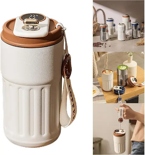 450 мл вакуумний ізольований кухоль з нержавіючої сталі герметичний дисплей температури Кавова чашка з кришкою для кави - фото 3