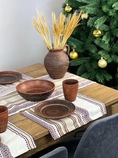 Лляна доріжка з українським орнаментом Промінь 240х40 см 3 шт. - фото 5