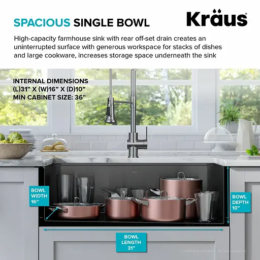 Кухонная мойка Kraus Kore KWF410-33/PGM, Графит - фото 9