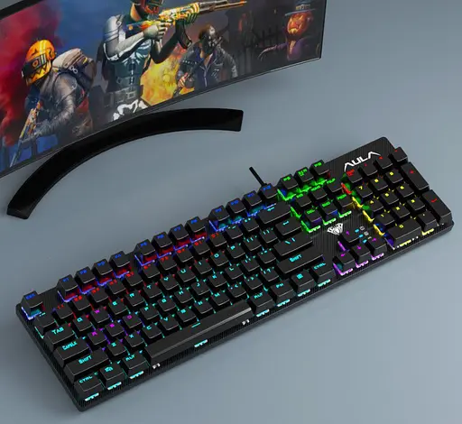 Клавиатура игровая механическая Aula Mechanical S-2022 Black keycaps KRGD Blue switch - фото 7