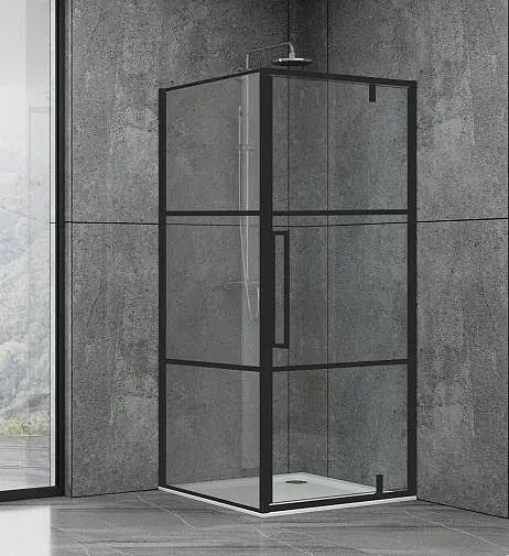 Душевая кабина Dusel DL198BP + DL196BP Black Matt Paint 900x900x1900, Черный матовый, Универсальная, прозрачная, 90x90 - фото 1