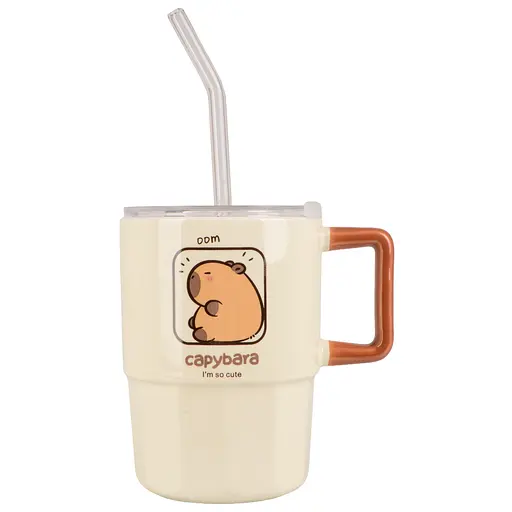 Чашка Led Capybara Time с крышкой и трубочкой 400 мл (B060376)