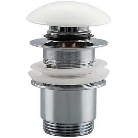 Донний клапан Frap F60-8, автомат, з білою керамічною кришкою, 1 1/4", білий/хром, Білий - фото 1