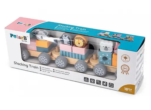 Дерев'яний поїзд Viga Toys PolarB зі Звірятами 44015 Конструктор поїзд - фото 10