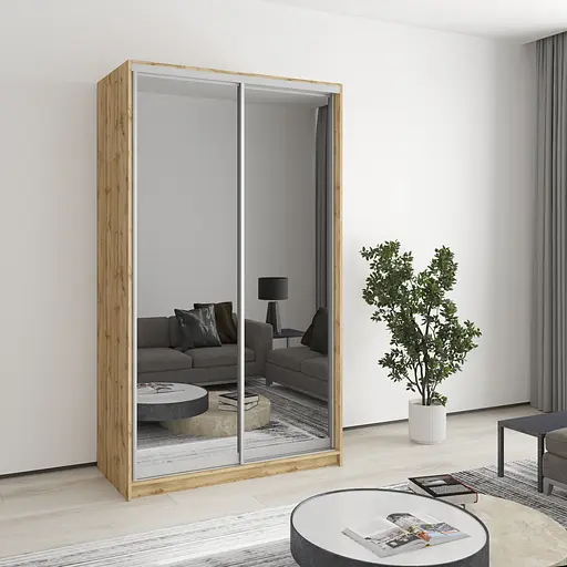 Шафа-купе дводверна MebelStar Уні AL 2 Дзеркала 120x60x210 см Дуб тахо (MBS-3510)