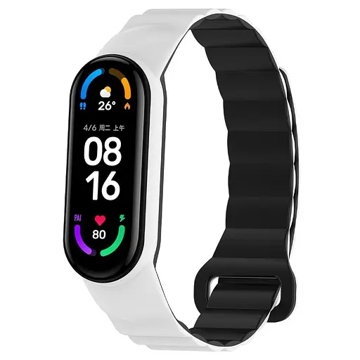 Ремешок Dual-color Magnetic для Xiaomi Mi Band 7/6/5/4/3 White/Black