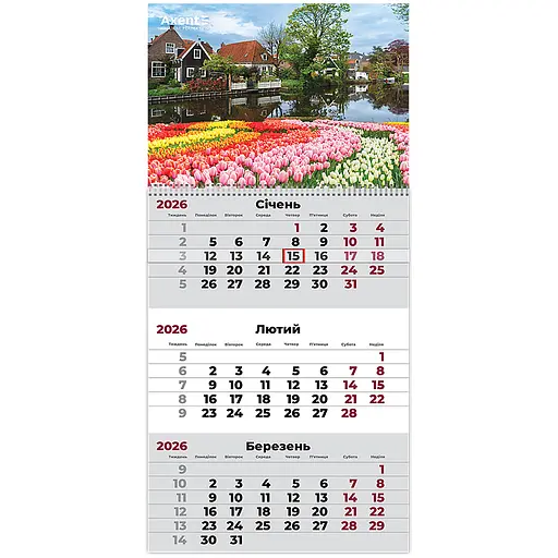 Календарь настенный Axent Gardens 1 квартальный 2026 год (8801-26-4-A)