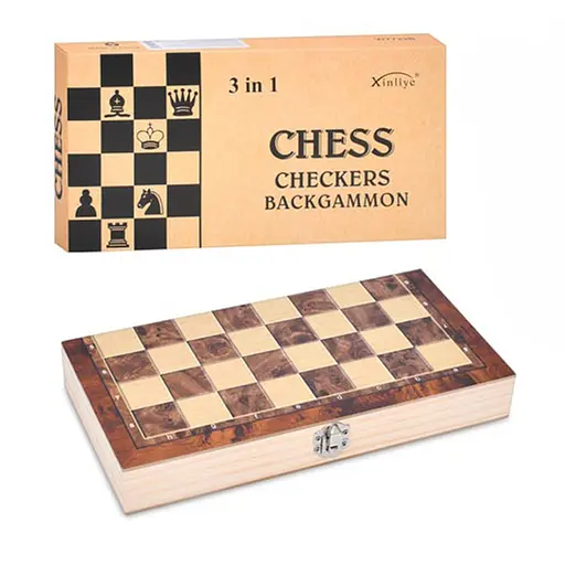Набір настільних ігор "Шахи, шашки та нарди" 3 в 1 FG240502032L дерев'яні