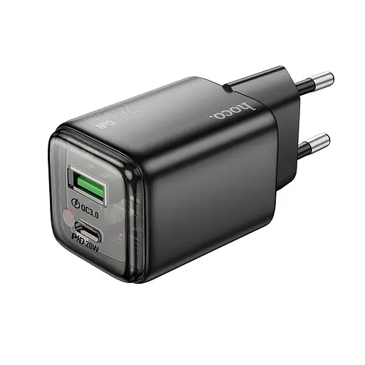 Мережевий зарядний пристрій Hoco N52 Monsoon PD20W+QC3.0 charger(EU) Чорний - фото 1