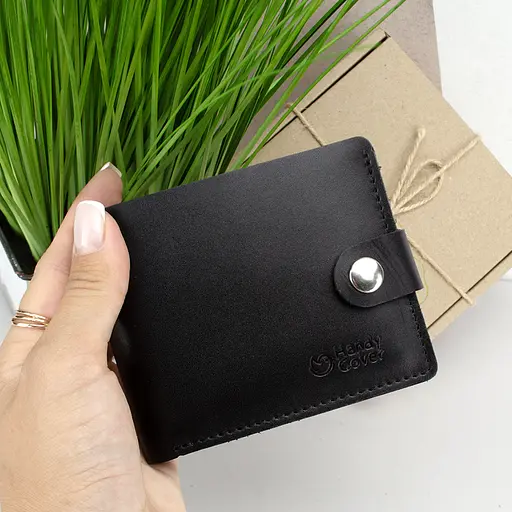 Портмоне мужское кожаное на кнопке Handycover HC0042 черное - фото 7