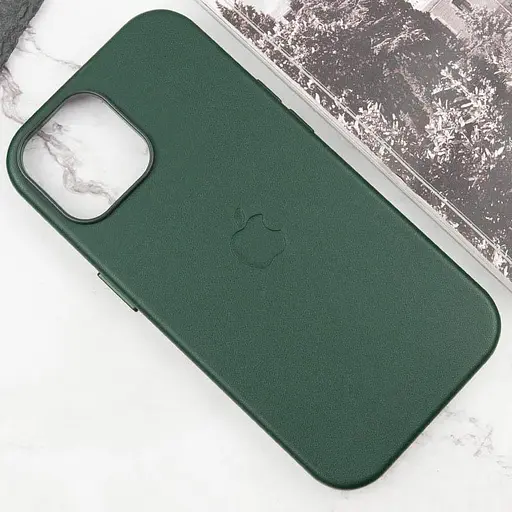 Шкіряний чохол Epik Leather Case AAA with MagSafe and Animation для Apple iPhone 15, 6.1 Green - фото 2