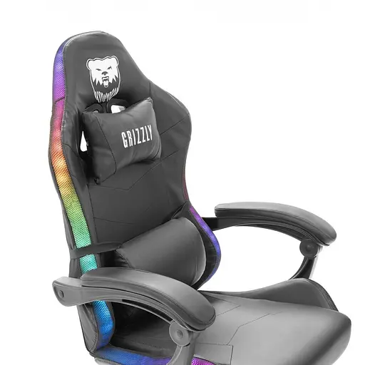 Геймерське крісло Grizzly з RGB LED підсвіткою 12 режимів чорне - фото 7