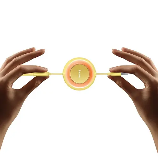 Кабель Baseus Bright Mirror 2 Series Retractable 3-in-1 Fast Charging Data Cable USB to M+L+C 3.5A 1.1m жёлтый - фото 8