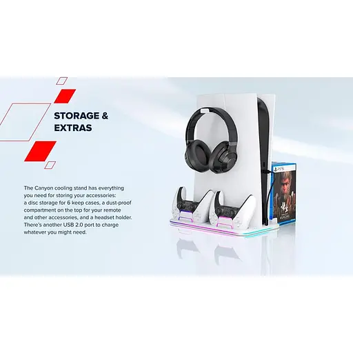 Подставка CANYON cooling stand CS-51 RGB для PS5 Slim/DE Charge Black - фото 11