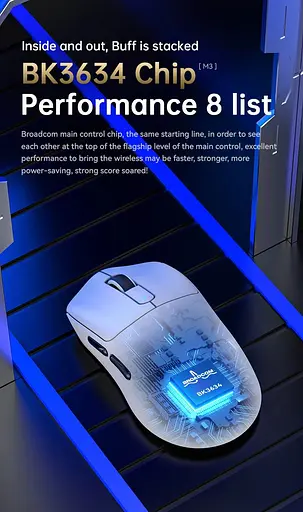 Игровая мышь MAMBASNAKE M3 Спиральный кабель, PAW3395PRO, 40 000 DPI, микропереключатель Omron Белая - фото 2