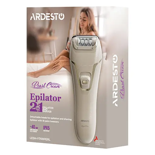 Ardesto Эпилятор 2в1 Pearl Cream LESH-Y700PERL, пинцетный, аккумул., пинцет.-18, сухой, насадок-2, бежевый - фото 9