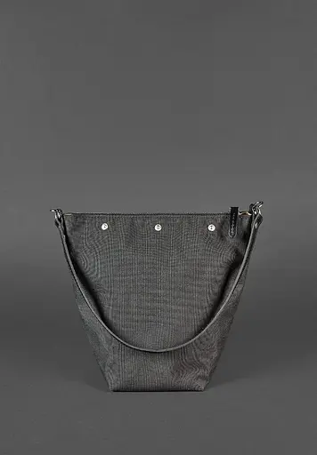 Шкіряна плетена жіноча сумка Пазл M вугільно-чорна - фото 4