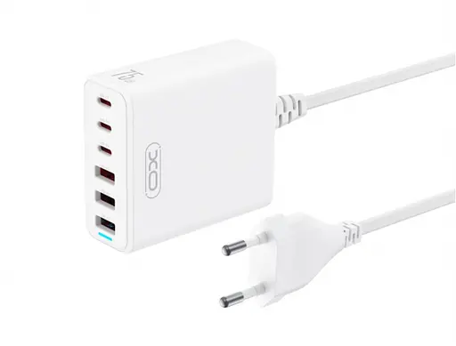 Зарядний пристрій XO L133 75W GaN 3A+3C 6 портів Desktop Fast Charger with 1.5M Power Cord - фото 1