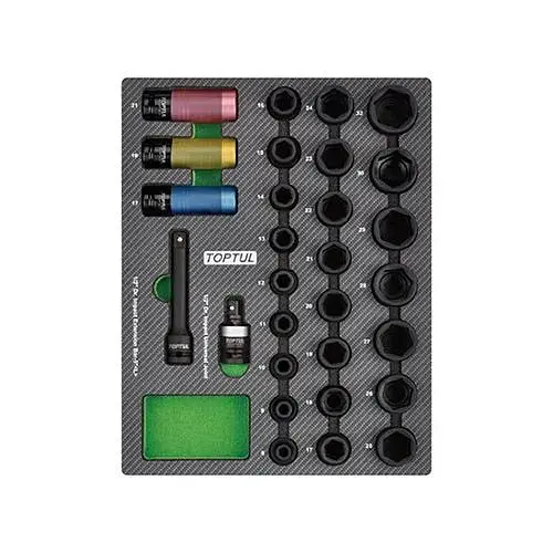 Комплект ударных головок 1/2 8-32 мм 29 шт. (в ложементе, тип В) Toptul hoz0007806 - фото 1