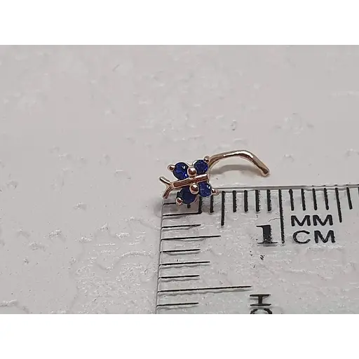 Золотая серьга-пирсинг в нос Dear с фианитами. 1041.11 Синий - фото 4