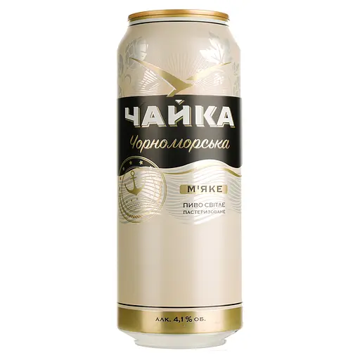 Уцінка. Пиво Чайка Чорноморська світле 4.1% з/б 0.5 л (866178)  - фото 1