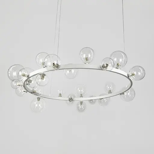 Кольцевая люстра с 24 прозрачными плафонами в белом корпусе Ø 120 см | Line F | Ст. AT32/24R WT+CL - фото 1