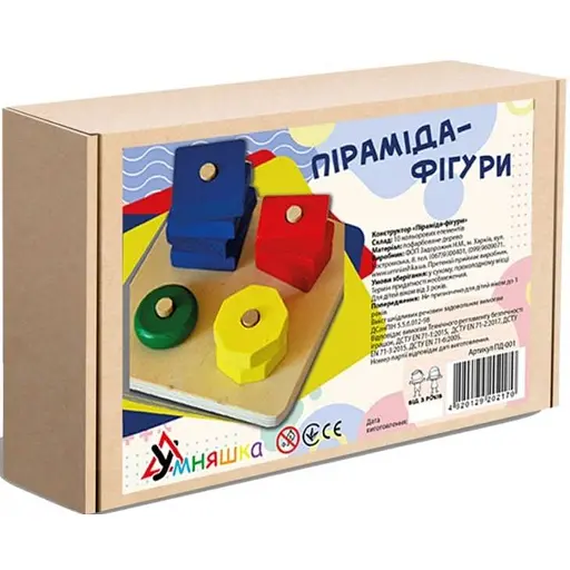 Развивающая игра Умняшка Пирамида-фигуры ПД-001 детская деревянная