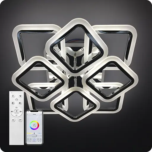 Люстра світлодіодна 517 Light 3color з пультом 144Вт Хром (01780) - фото 1