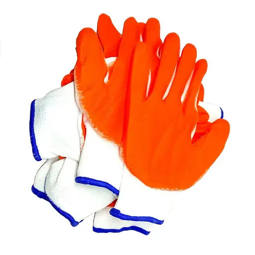 Перчатки рабочие строительные защитные стрейчевые с латексным покрытием, Yu Xin Оранжевый 87053 - фото 3