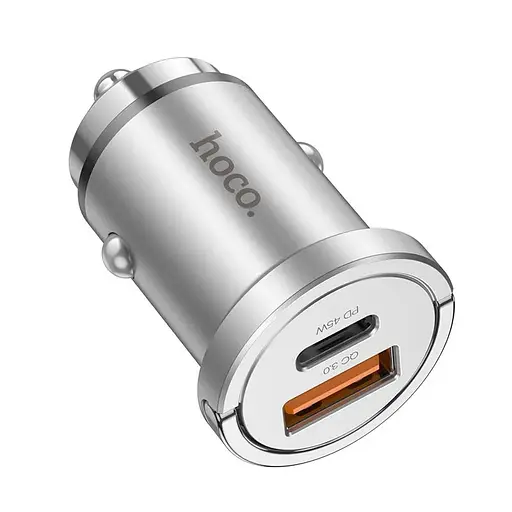 Автомобильное зарядное устройство HOCO NZ10 Handy PD45W+QC3.0 car charger Silver - фото 4