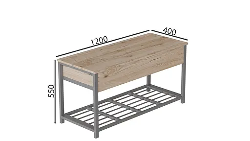 Банкетка с ящиком Ferrum-decor Дрейк 2 550x1200x400 металл Серый ДСП Дуб Сан-Марино 16 мм (FRD-103081) - фото 4