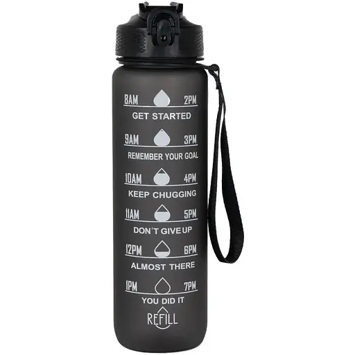 Пляшка для води Tritan фітнес, спорт, прогулянка GO 1 л Black - фото 1