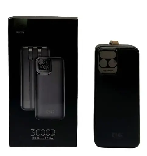 Портативное зарядное устройство для Power Bank KP KPG-301 30000 mAh с дисплеем 2 в 1 Черный - фото 2