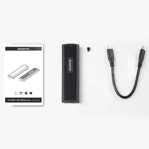 Внешний карман Chieftec M.2 PCIe NVMe/SATA SSD CEB-M2C-TLE USB3.2 Gen2 Type-C Tool-Less Aluminum/Plastic (CEB-M2C-TLE) - фото 6