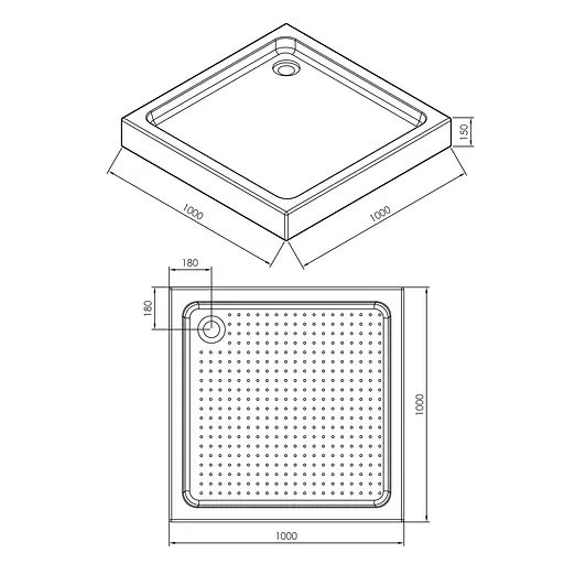 Душовий піддон Imprese 100x100x15 см квадратний в комплекті з сифоном s0941010S білий - фото 2