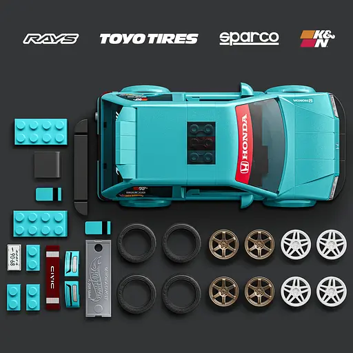 Колекційна машинка-конструктор Hot Wheels Mattel Brick Shop Speed Honda Custom 90 Civic EF (JHF62) - фото 5