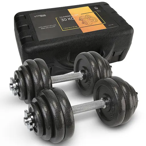Гантелі металеві Cornix 2 x 15 кг набірні, в кейсі Black XR-0442 - фото 1