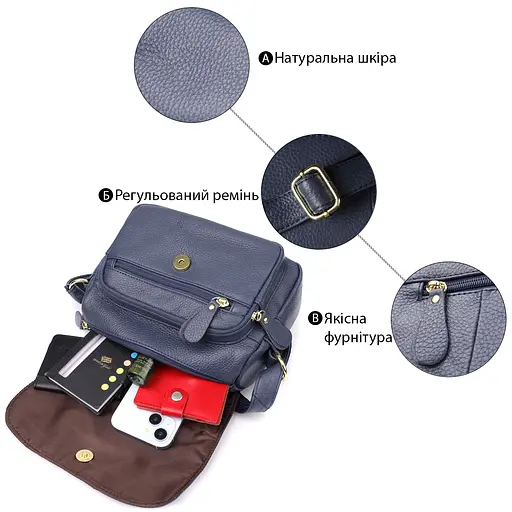 Сумка Vintage из натуральной кожи для женщин 23.5х17х10 см sum0027568 - фото 4