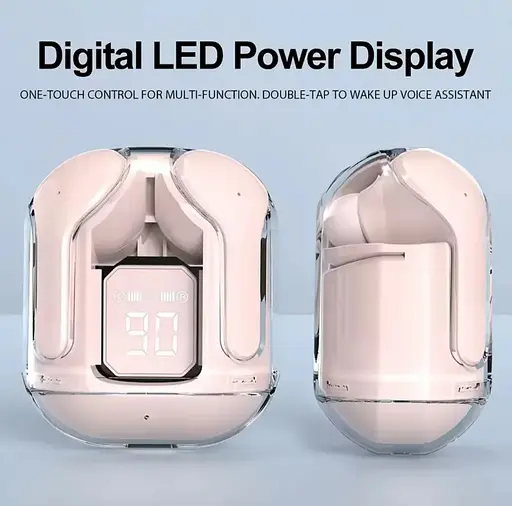 Беспроводные Bluetooth-наушники T2 TWS с цифровым дисплеем и Hi-Fi звуком розовый - фото 12