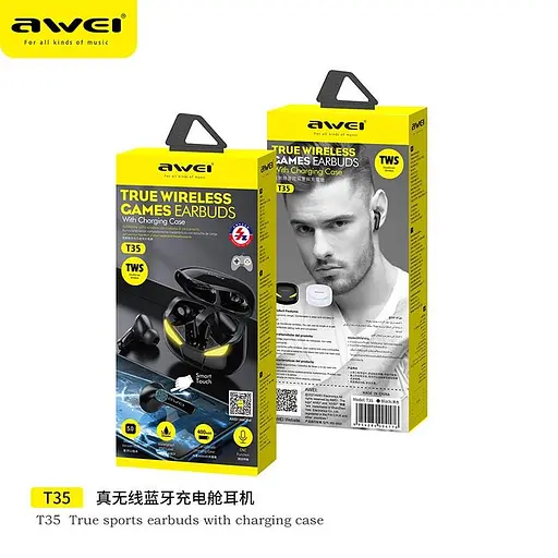 Наушники Awei T35 Gaming TWS earphone BT5.0 беспроводные до 5 часов белые - фото 5