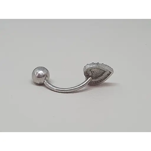 Серебряная серьга для пирсинга пупка Сердечко с фианитами. 7029.1С - фото 3