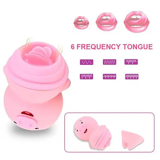 Вибратор-свинка 'Язык' стимуляция клитора и сосков USB Розовый K000324 - фото 5