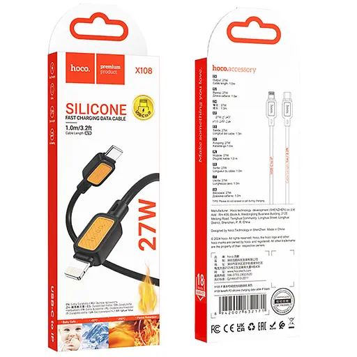 Дата кабель Hoco X108 Benefit 27W Type-C to Lightning (1m) Black - фото 5
