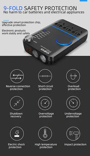 Универсальный автомобильный инвертор OZiO 12V в 220V 200w преобразователь - фото 9