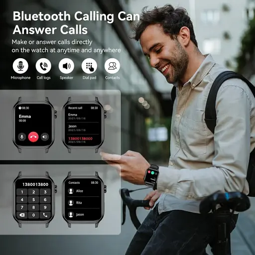 Смарт-годинник SENBONO G93 Black (пульсоксиметр, дзвінки) 2 ремінці - фото 4