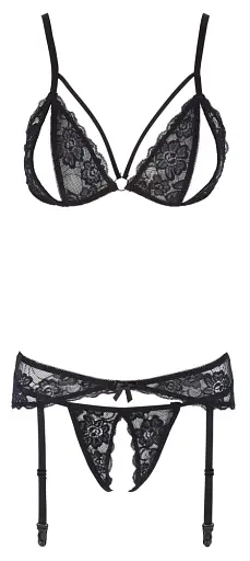 Комплект білизни Cottelli Lingerie Lace Suspender, S (чорний) - фото 4