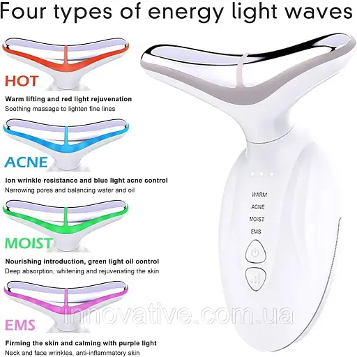 Мікрострумовий масажер для шиї та обличчя D836 для ліфтингу та омолодження (Білий) - фото 5