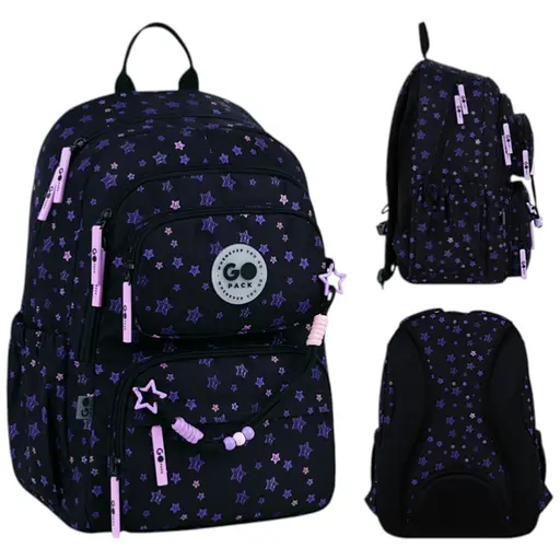 Рюкзак GoPack Education 120M-1 Stars Черно-фиолетовый (GO26-120M-1) - фото 1