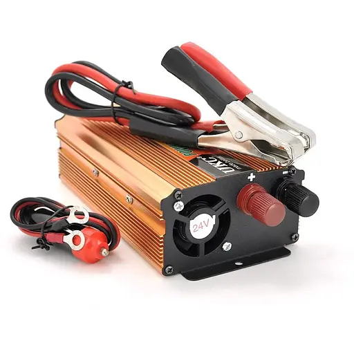 Інвертор напруги UKC, 1000ВА(600Вт), 24/220V, approximated, 1 універсальна розетка, клеми + крокодили - фото 2