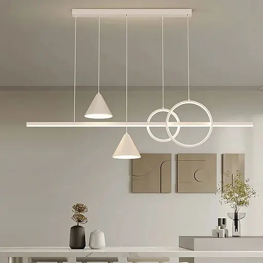 Видовжена біла LED люстра з 2 конусними плафонами Line.F Довжина 120 см - фото 1